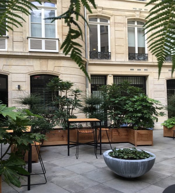 Balcoon paysagiste cour immeuble paris 8 mange debout houe