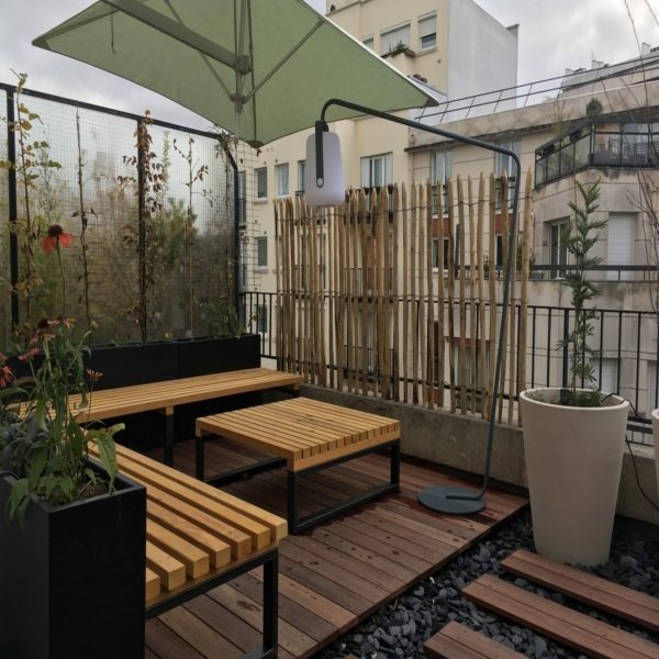 Balcoon paysagiste terrasse paris 20 bois exotique petale d'ardoise