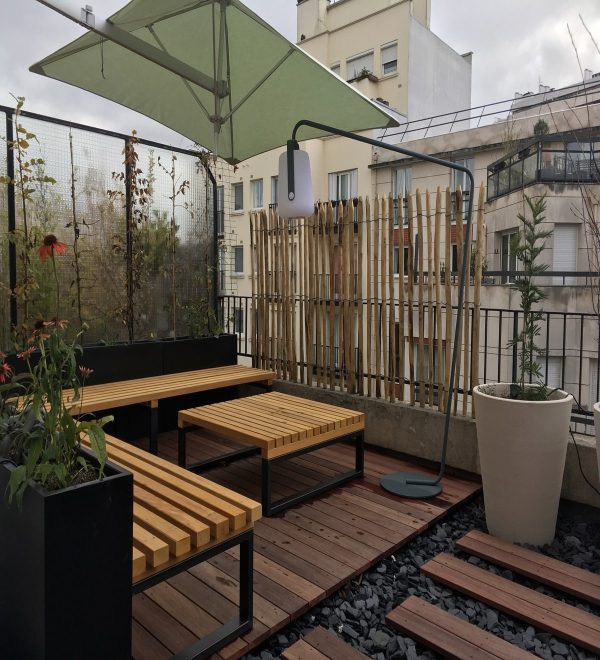 Balcoon paysagiste terrasse paris 20 bois exotique petale d'ardoise
